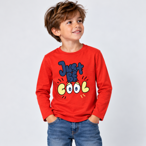 portrait studio d’un garçon souriant en tenue décontractée