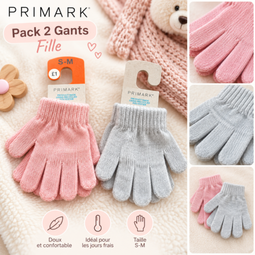 gants tricotés pastel pour fille