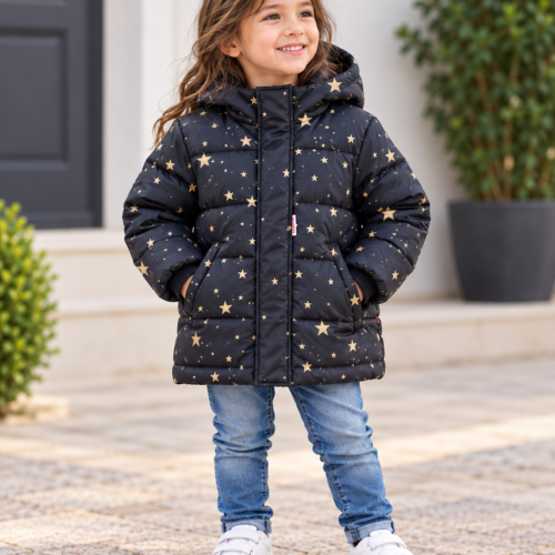 petite fille au manteau étoilé