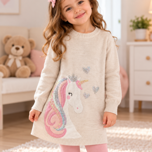 petite fille en robe licorne scintillante petite fille en robe licorne scintillante
